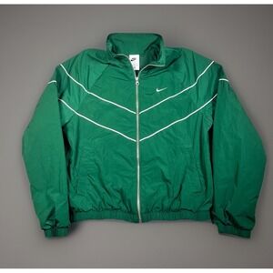 Nike Sportswear Windrunner Jacket Women S Green/White Full Zip Lightweight Lined
